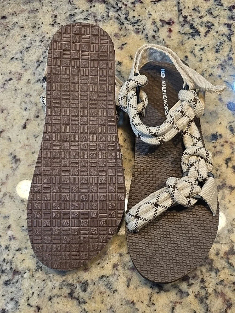 Athletic Works Braided Rope Sandals - Beige & Taupe